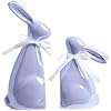 Valery Madelyn Easter Decorations for Home, Medium 2Pcs Ceramic Pearl Purple Bunny Statues Figurine for Spring, Easter Gift Tiered Tray, Table Centerpieces Decorations for Indoor Decor, 6.3inch