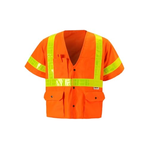 2W International S8138C-3 2XL Class 3 Zipper Front Oralite High-Viz Vest Orange - 2XL