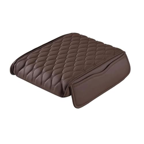 Car Center Console Cover for VW Polo IV (9N) 2001 2002 2003 2004 2005,Arm Rest Lid Cushion Cover Middle Console Protector with Storage Bags Interior Accessories,Brown