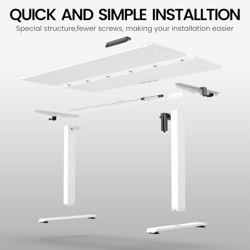 Image of Veken 55 x 23.6 Inch Electric Standing Desk with Adjustable Height, Sit to Stand Computer Table for Study, Work or Gaming, Home Office Desk White