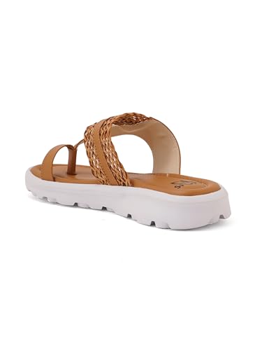 Image of Carlton London women's Braided Strap Toe Ring Strap Comfort Sandals