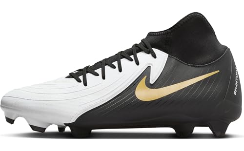 Nike Chuteiras Phantom Luna 2 Academy MG de cano alto (FD6725-001, preto/preto), Moeda de ouro Mtlc branca e preta, 39