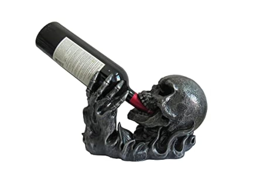 DWK Gargle of Wine Skeleton Skull in Flames Decorative Wine Bottle Holder Kitchen