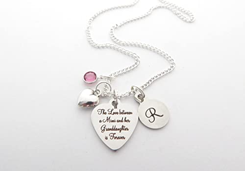 The Love between a Mimi and her Granddaughter is Forever Necklace, Family Jewelry, Birthstone Necklace, Grandchild, Personalized Gifts2