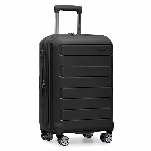 Traveler’s Choice Pagosa Indestructible Hardshell Expandable Spinner Luggage, Black, 22-Inch Carry-on