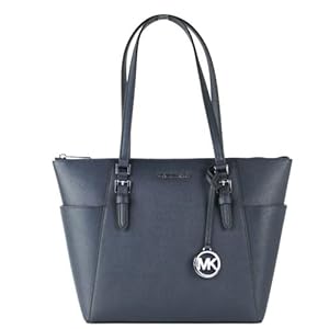Michael Kors Charlotte Large Top Zip Tote (Navy/Silver Hardware)