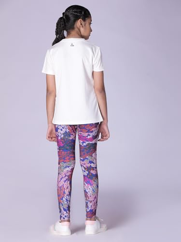 Image of Girls Active Sports Wear Solid Skinny Fit Leggings and T-shirt Polyester Set /Sets For Multi-Sports Gym Yoga Dance Gymnastics & Running(4 TO 14 YRS)