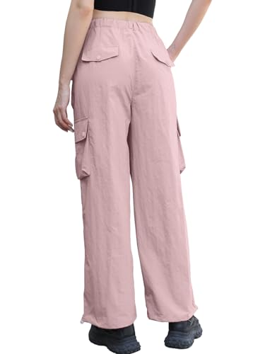 Image of Cromoncent Cargo Pants Girls & Women Parachute Pants Y2K Baggy Rave Clothes Waterproof with Pockets, 6 Years - 3XL