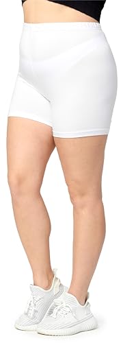Merry Style Pantalones cortos de ciclismo para mujer, tallas grandes, pantalones cortos, boxer de viscosa MS10-451, Blanco, 3XL grande