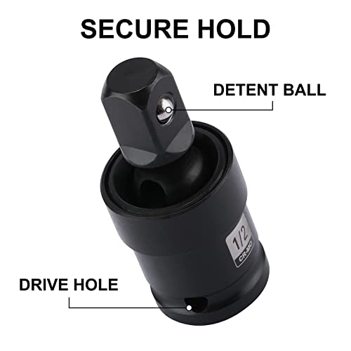 Image of Mayouko 3PCS Impact Universal Joint Set, Swivel Socket Adapter Set,1 /4, 3 /8, 1 /2 Inch, CR-MO Impact Grade