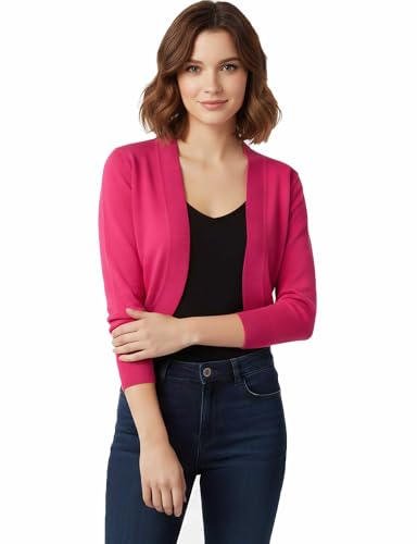 Image of Allsense Women's 3 /4 Sleeve Bolero Shrug for Dresses | Open Front Cropped Cardigan, Lightweight Knit Dress Cover Up
