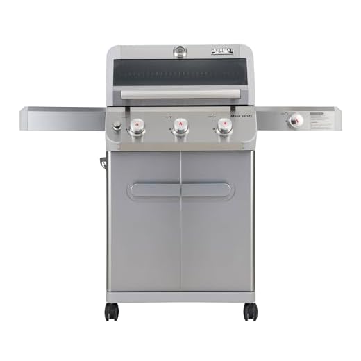 Monument Grills Outdoor Barbecue Stainless Steel 3 Burner Propane Gas Grill, 48,000 BTU Patio Garden Grill with Side Burner and LED Controls, Mesa305