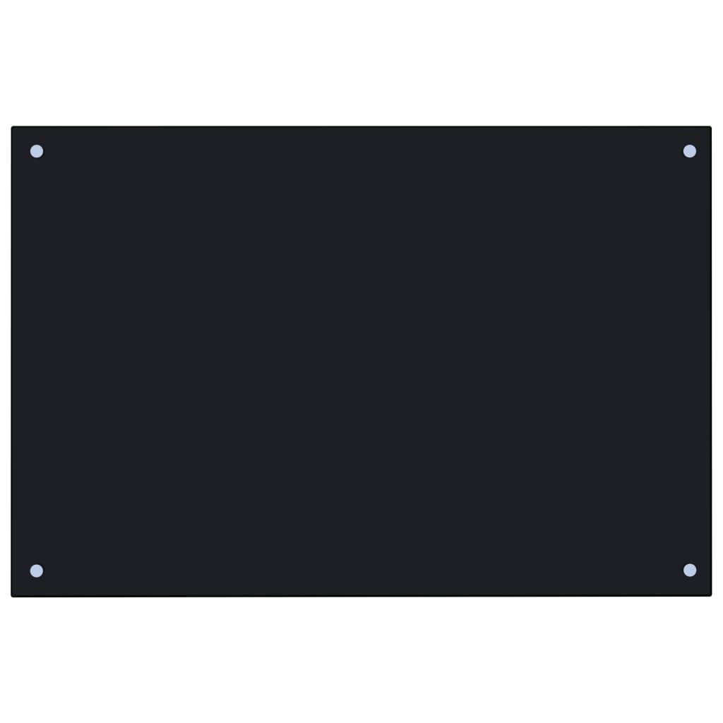 vidaXL Kitchen Backsplash, Black Tempered Glass, Heat-Resistant, Scratch-Resistant, Easy Clean, with Installation Materials, 35.4