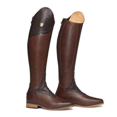 ORANDESIGNE Stivali da Equitazione da Uomo Stivali Lunghi Stile Western al Ginocchio Unisex A Marrone 46 EU
