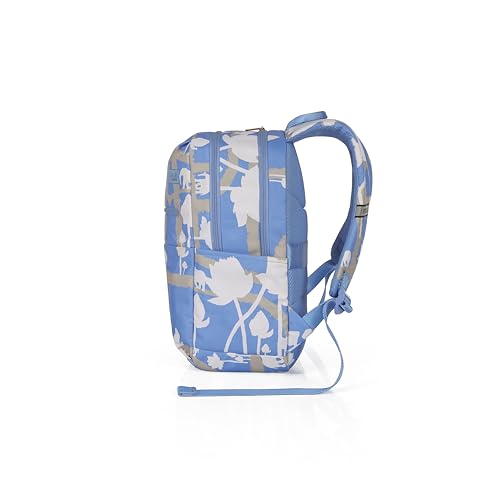Image of American Tourister x Love Child by Masaba Printed Polyester Backpack for Women /Stylish Lightweight College & Travel Backpack /Spacious Compartments /Padded Shoulder Straps /Trendy Casual Bag- Blue