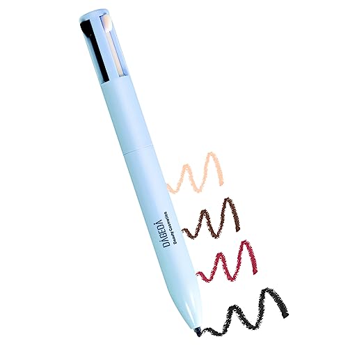 Prreal 4-in-1 Makeup Pen: Eyebrow, Eyeliner, Lip Liner & Highlighter - Waterproof, Multi-function Beauty Pencil (Blue B)