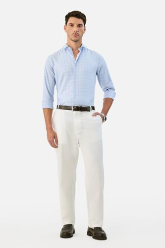 Image of SNITCH Men Casual Trousers| Baggy Fit Mid Rise Solid Plain Front Style | Breathable Cotton Blend & Lightweight Linen Fabric for Summer & Everyday Outings