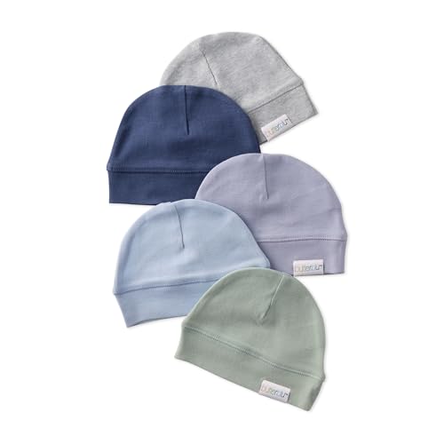 Image of Butterblu Baby Charlie 5-Pack Caps 100% Organic Cotton Beanie Hats for Newborn Baby Boys & Girls