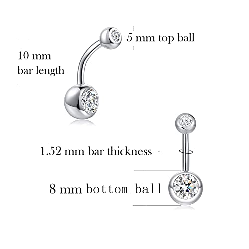 Silbertale Belly Button Rings 10Mm Sterling Silver Belly Rings Curved Barbell Piercing Navel Rings For Women Men #TOP5
