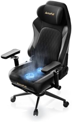 AutoFull M6 Pro 2.0 Gaming Stuhl, mit Heizung & Kühlung, Schwarz | Für Wettkämpfe zertifiziert, dynamische 4D-Lordosenstütze，atmungsaktives Material, vollständig verstellbar