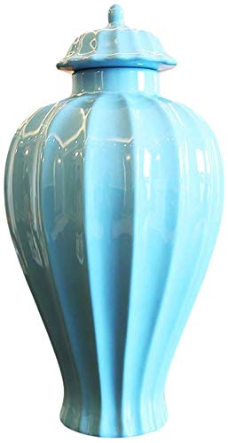 Vase bleu en céramique salon moderne objet déco floral créatif MU