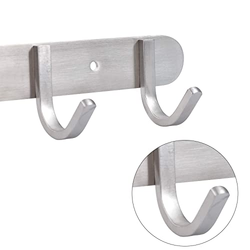Sagmoc Coat Hook Rack Brushed Nickel 8-Inch Coat&Towel Hook Rail Wall Mounted With 3 Hooks, Durable Wall Hangers For Bedroom, Bathroom, Foyer, Hallway (Sus304 Stainless Steel) #TOP5
