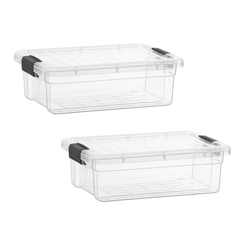 Superio Clear Storage Boxes with Lids, 4.5 Quart Plastic Container Bins for Organizing, Stackable Crates, BPA Free, Non Toxic, Odor Free, Organizers for Home, Office, School, and Dorm, 2 Pack