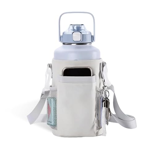 SANTECO 真空断熱 水筒 大容量 保冷 保温 1900ML ステンレスボトル ストロー付き 直飲み スポーツドリンク対応 広口 カバー付き クラウドブルー