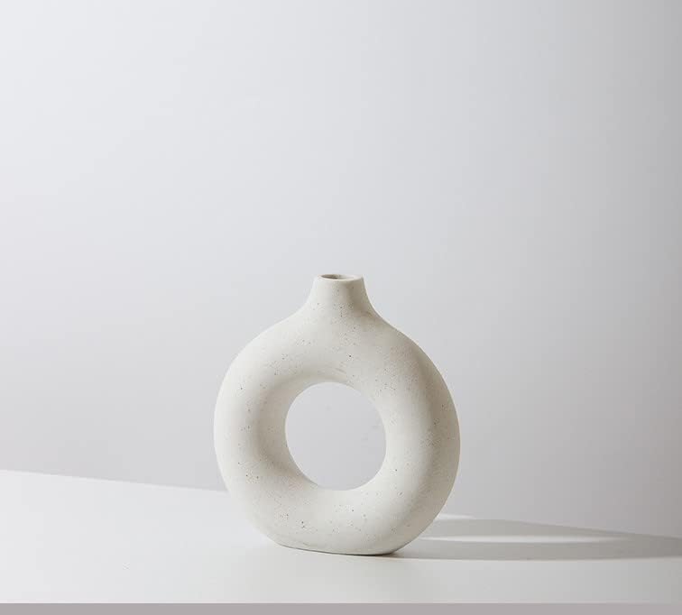 SIHIYA LIFEPremium Off White Ceramic Nordic Boho Modern Minimalist Design Big Flower Vase - Small | for Elegant Home Décor | Living Room Centerpiece Flower Vase | Gifting