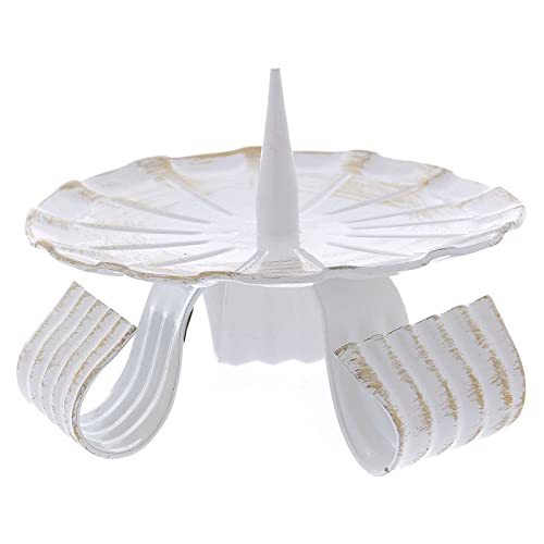 Holyart Portacandela in Ferro Bianco Base treppiedi e spuntone 10 cm