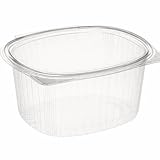 Suminet Tarrinas de Plástico OPS con Bisagra, 1500 ml, Transparentes, Pack 50 Unidades, Recipientes Desechables para Comida Fría, Ensaladas, Postres, Hostelería y Take Away (1500cc)