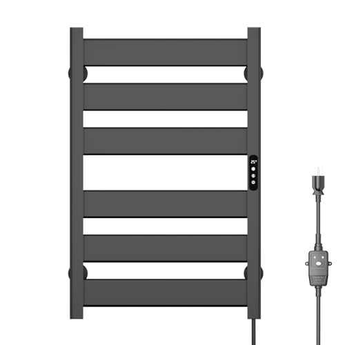 Geobella Towel Warmer Rack 6 Bars Towel Warmer Wall Mounted with Timer & Temperature Adjustments Electric Heated Towel Drying Racks for Bathroom