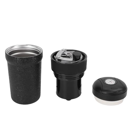 ASHATA Moulin à café en Acier Inoxydable 316, Tasse de Voyage, Moulin à Grains Manuel de 400ml pour les Activités de Plein Air (BLACK)