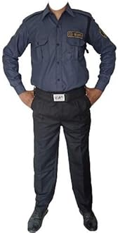 Men's Security Guard Uniform (Grey Shirt - Black Matty Trouser/Pant) with Complete Accessories Set & Labels (Waist 32 Inch), EACH