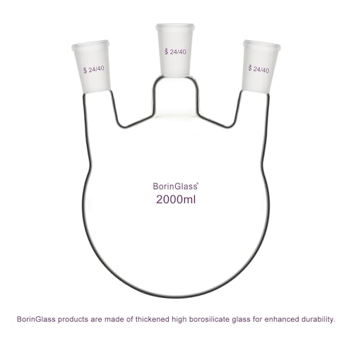 Flacon de distillation 3 cols BorinGlass 2000 ml en verre rodé 24/40