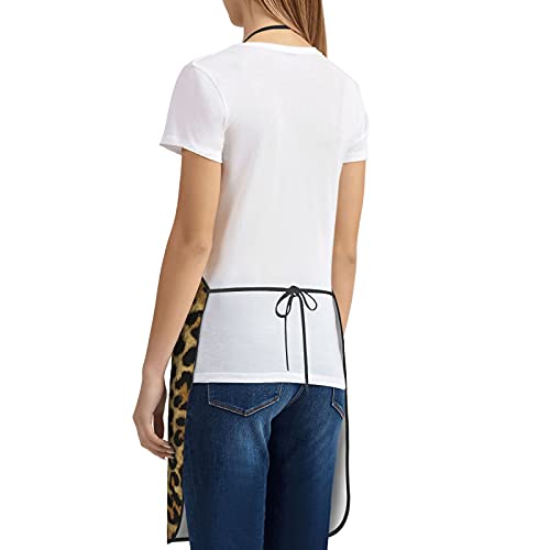 Leopard Print Apron Adjustable Waterproof Apron For Men Women Kitchen Cooking Baking Gardening Working And Waterproof Bib Apron #TOP3