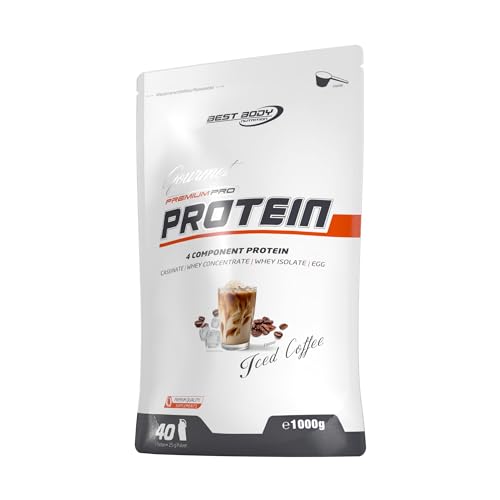 Best Body Nutrition Gourmet Premium Pro Protein, Iced Coffee, 4 Komponenten Protein Shake: Caseinat, Whey Konzentrat, Whey Isolat, Eiprotein, 1 kg Zipp Beutel