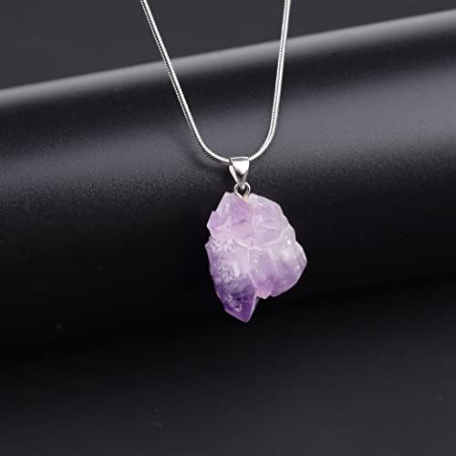 COAI Healing Crystal Raw Amethyst Crystal Necklace