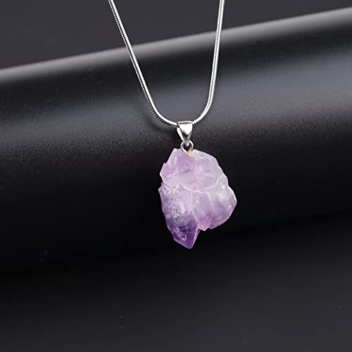 Coai Raw Amethyst Crystal Pendant Necklace #TOP5