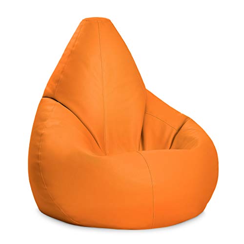 Maquidepol Puff Pera de auténtico tamaño XXL 120 cm de Alto y 70 cm de diámetro. Hecho de Polipiel para Interiores y Exteriores. (Naranja)