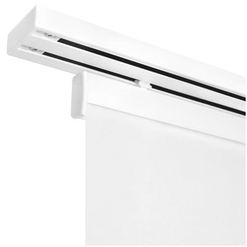 Kit de rails pour panneaux en tissu sans auto-agrippant, montage au plafond - 2 voies, support plafond + bande de fixation, aluminium, kit de 1 rail et 1...