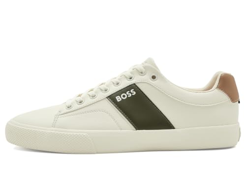 Image of BOSS Men's Aiden Logo Block Leather Low Top Sneakers