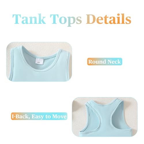 Image of Chichoo Girl's 2 Piece Athletic Outfits Workout Sets Sleeveless Crop Tank Tops and Bike Shorts Gymnastic Yoga Summer Kid 2-6Y