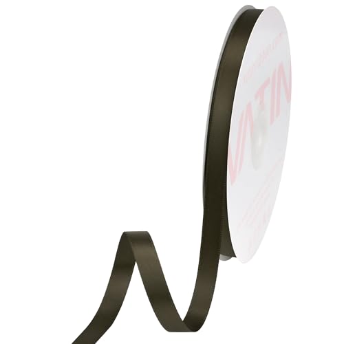 VATIN Valentine's Day Double Face Dark Olive Satin Ribbon 3/8" Continuous 50 Yards,Dark Olive Polyester Fabric Ribbon use for Flower Bouquet, Gift Wrapping, Wedding Decor, Bows Making