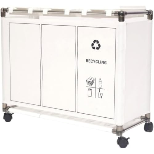 BQQB ゴミ袋ホルダー ふた付き 3分別*30L ゴミ箱 ごみ箱 蓋付き レジ袋を隠す袋スタンド ?容量90L キャスター付きダストボックス 目隠しダストワゴン 家庭用 (A,ホワイト)