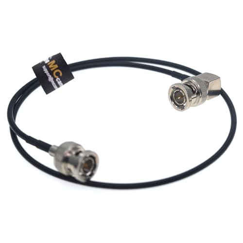 Cable coaxial HD SDI BNC de 50 cm con conector en ángulo para monitores de video