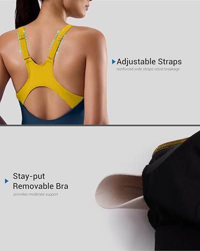 Image of G Gradual Women's Athletic One Piece Swimsuit with Adjustable Straps Competitive Racerback Modest Bathing Suit for Women