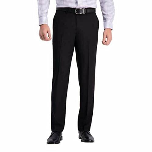Haggar Men's Comfort Performance Stretch Straight Fit Pant with Super Flex Waistband (40W x 32L, Black)