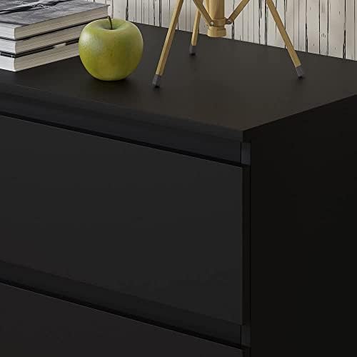 FWStyle Modern 8 Drawer Chest of Drawers, 8 Drawer Cabinet, No Handle Sleek Design Bedroom Furniture - Matt Black