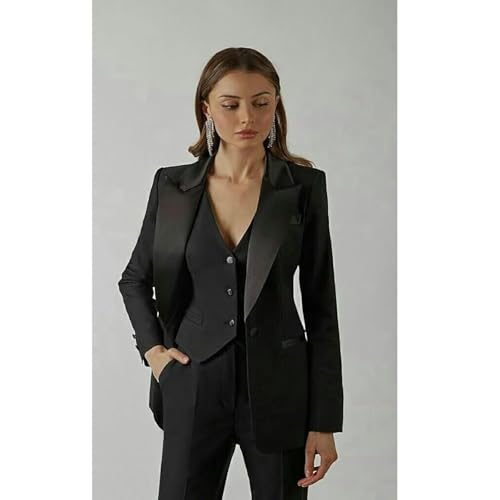Lady Suits 3 Pieces Set Business Suit Vest and Pants Set Women Office Formal Wedding Tuxedos Party (Blazer+Vest+Pants)3